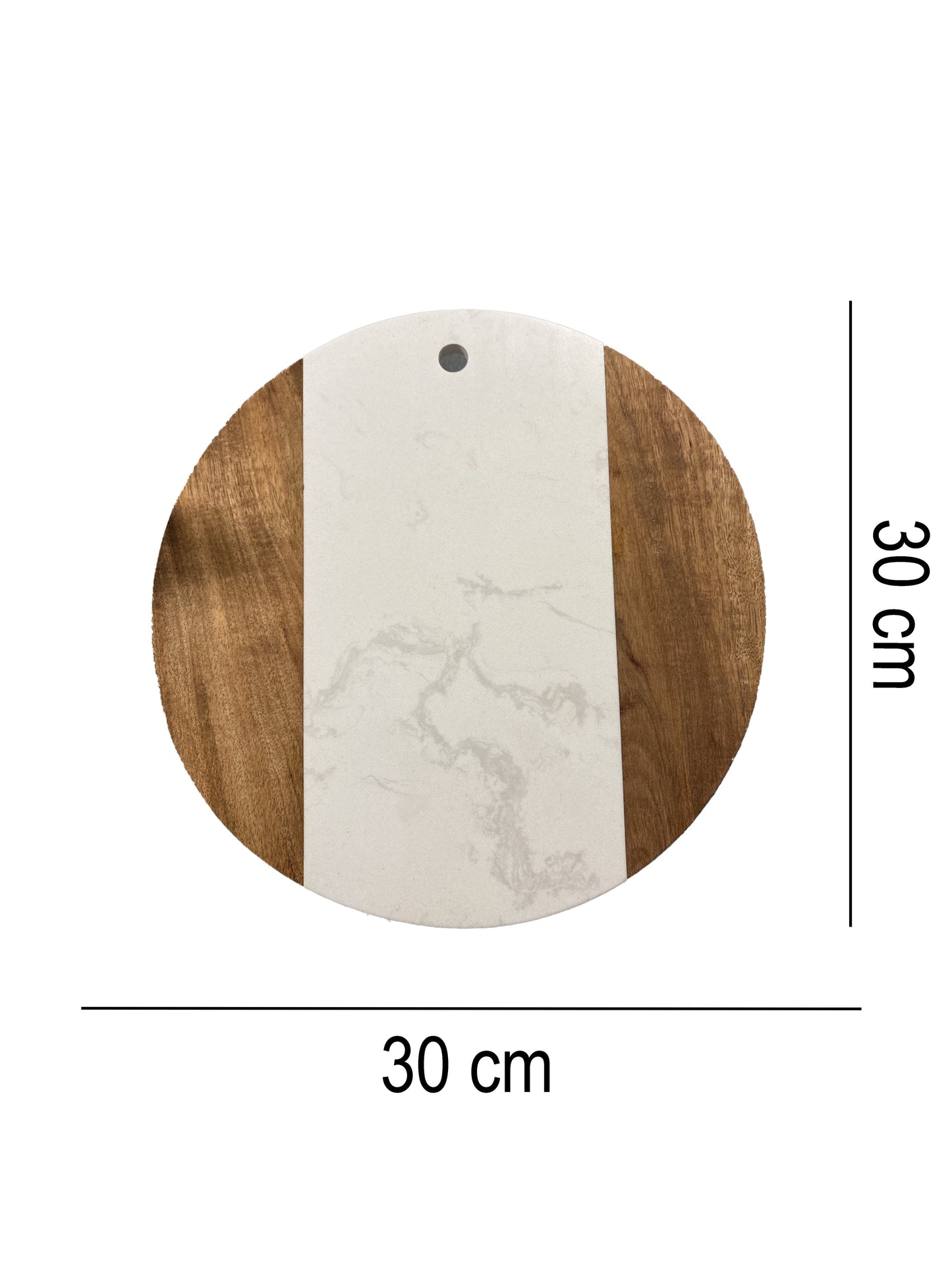 Tocator rotund de bucatarie din marmura si lemn SanDonna alb - mare