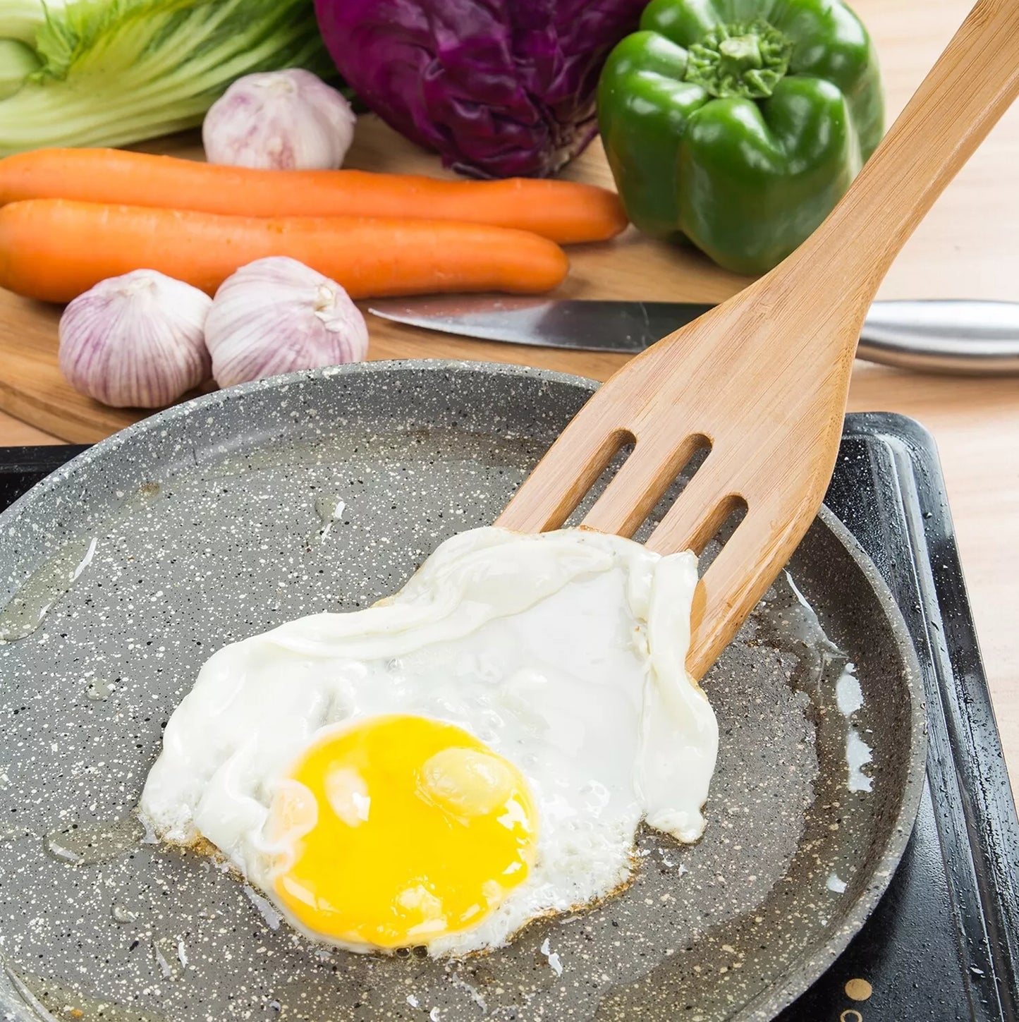 Set ustensile de bucatarie din bambus format din 7 piese