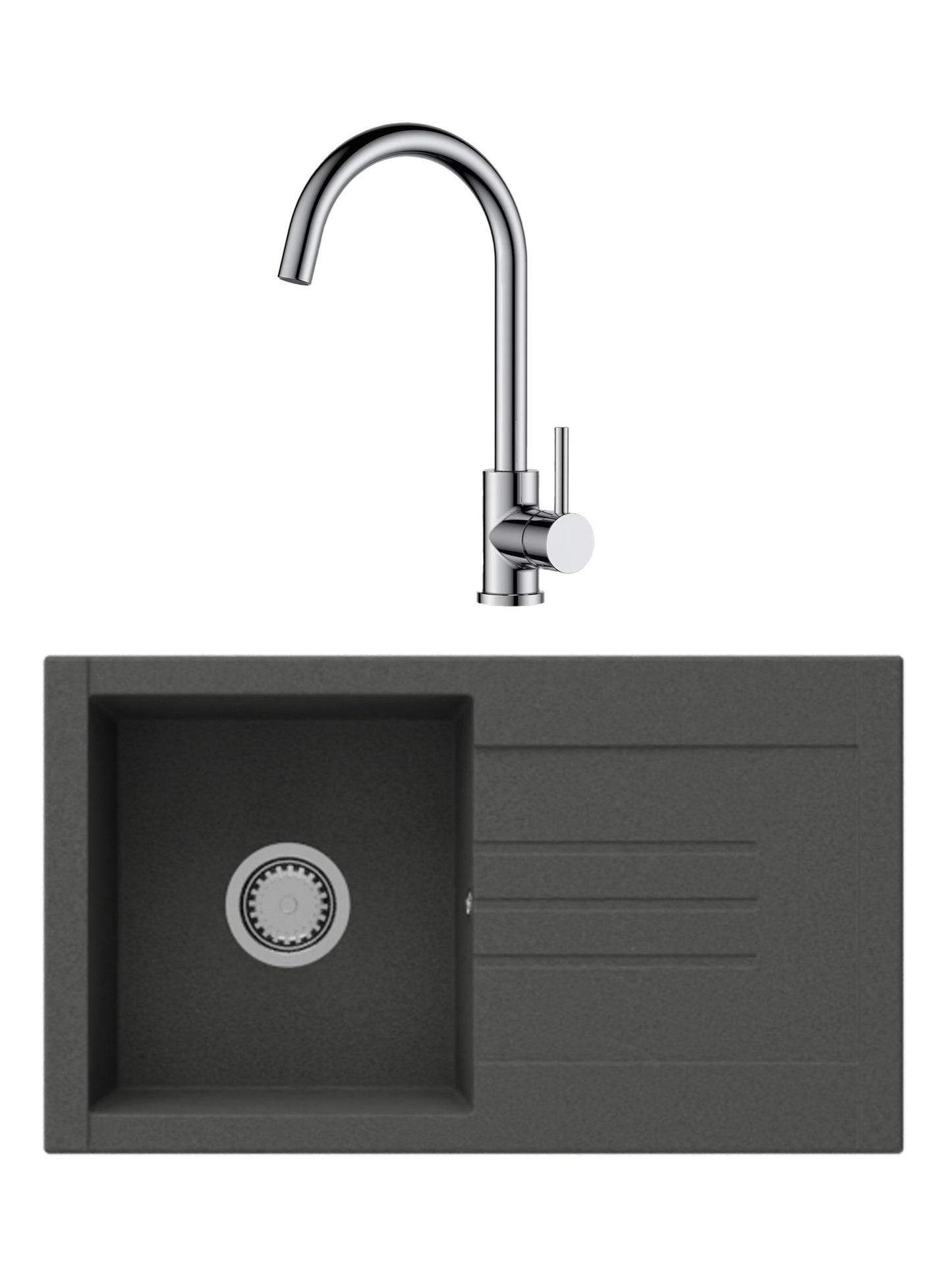 SET Chiuveta SanDonna Arona + Baterie SanDonna Solo crom - Negru