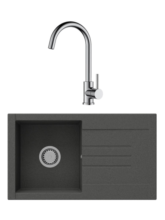 SET Chiuveta SanDonna Arona + Baterie SanDonna Solo crom - Negru