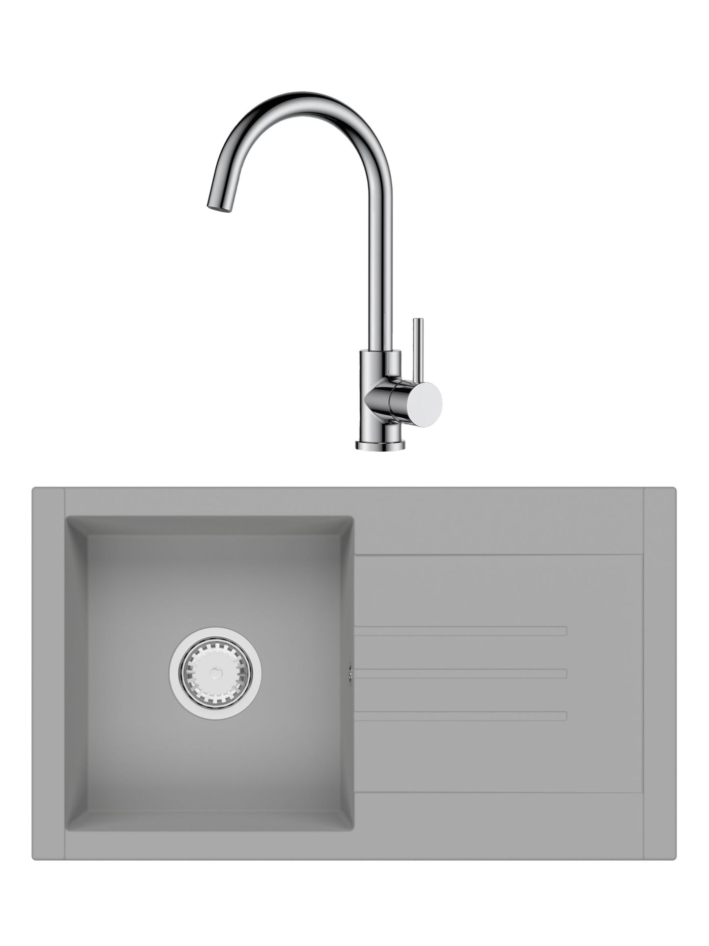 SET Chiuveta SanDonna Arona + Baterie SanDonna Solo crom - Gri