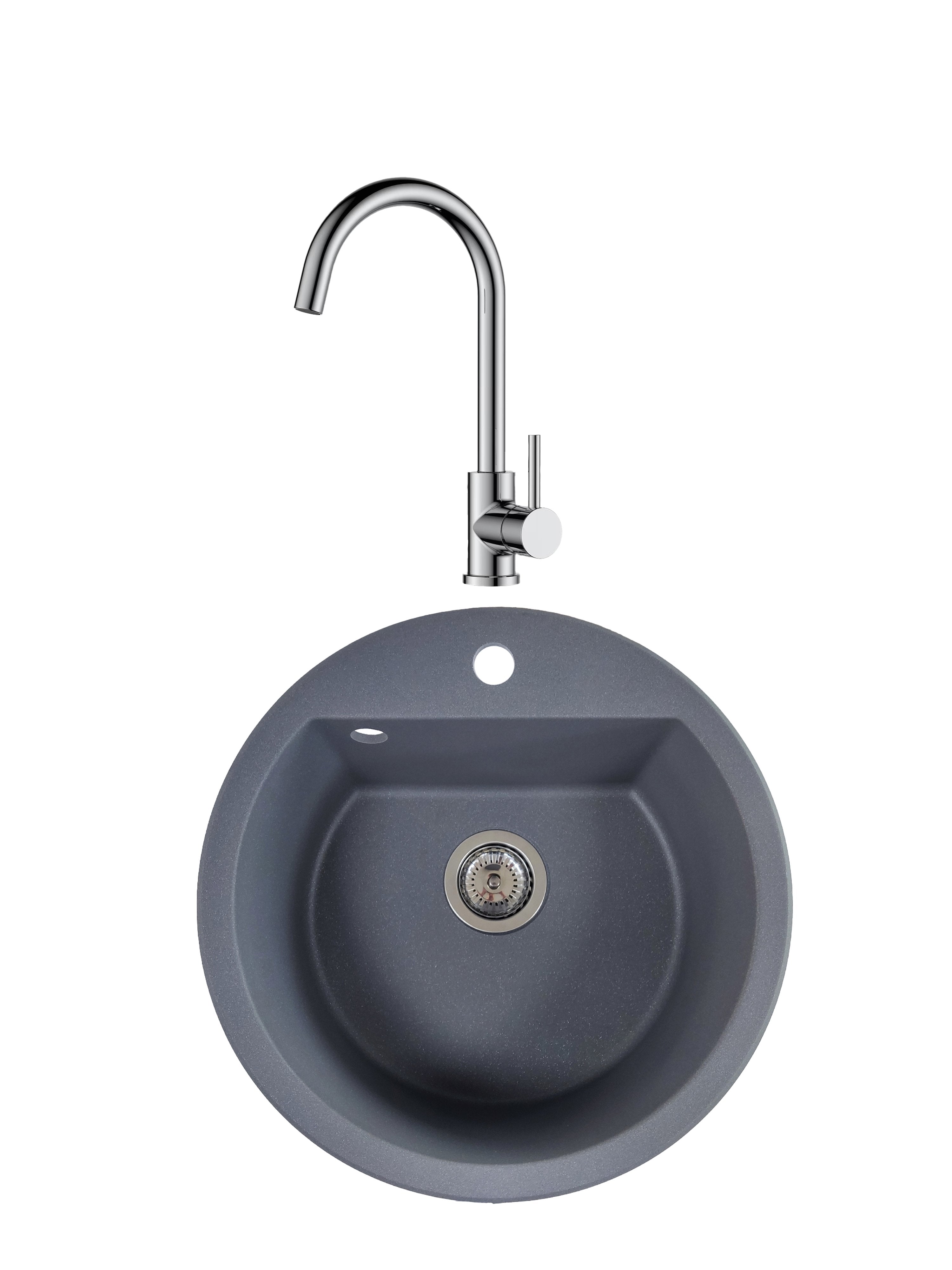 SET Chiuveta SanDonna Lena + Baterie Solo crom - Gri