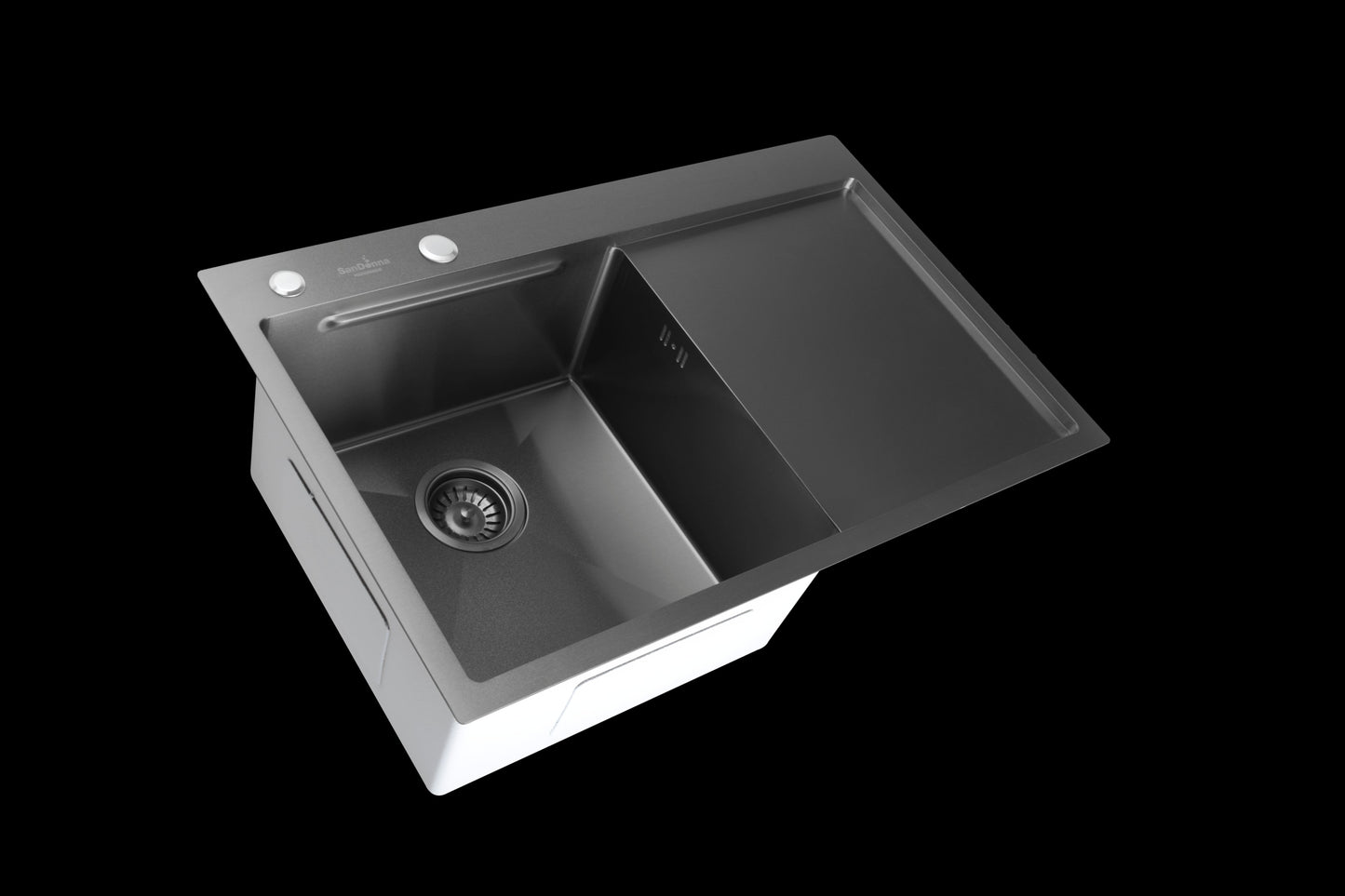 SET Chiuveta SanDonna HD7850 din inox handmade cu tavita si dozator de sapun+ Baterie SanDonna Charlotte cu dus extractabil