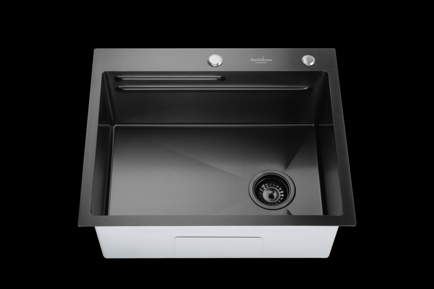 SET Chiuveta SanDonna HD6050 din inox handmade cu dozator de sapun, tocator si tavita de scurgere + Baterie SanDonna Charlotte cu dus extractabil