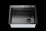 SET Chiuveta SanDonna HD6050 din inox handmade cu dozator de sapun, tocator si tavita de scurgere + Baterie SanDonna Charlotte cu dus extractabil