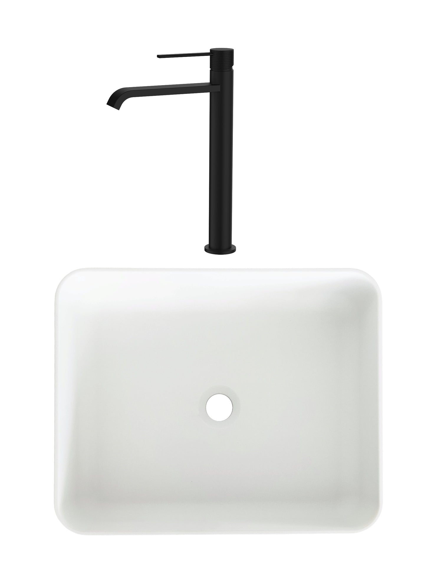 SET Lavoar de baie din granit compozit Niva + Baterie Dorota negru - Alb