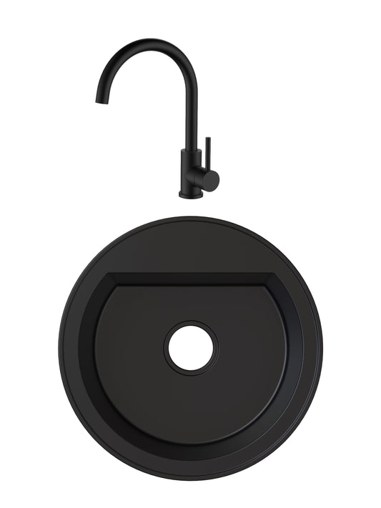 SET Chiuveta granit compozit SanDonna Bertha + Baterie Waltz Alfa negru