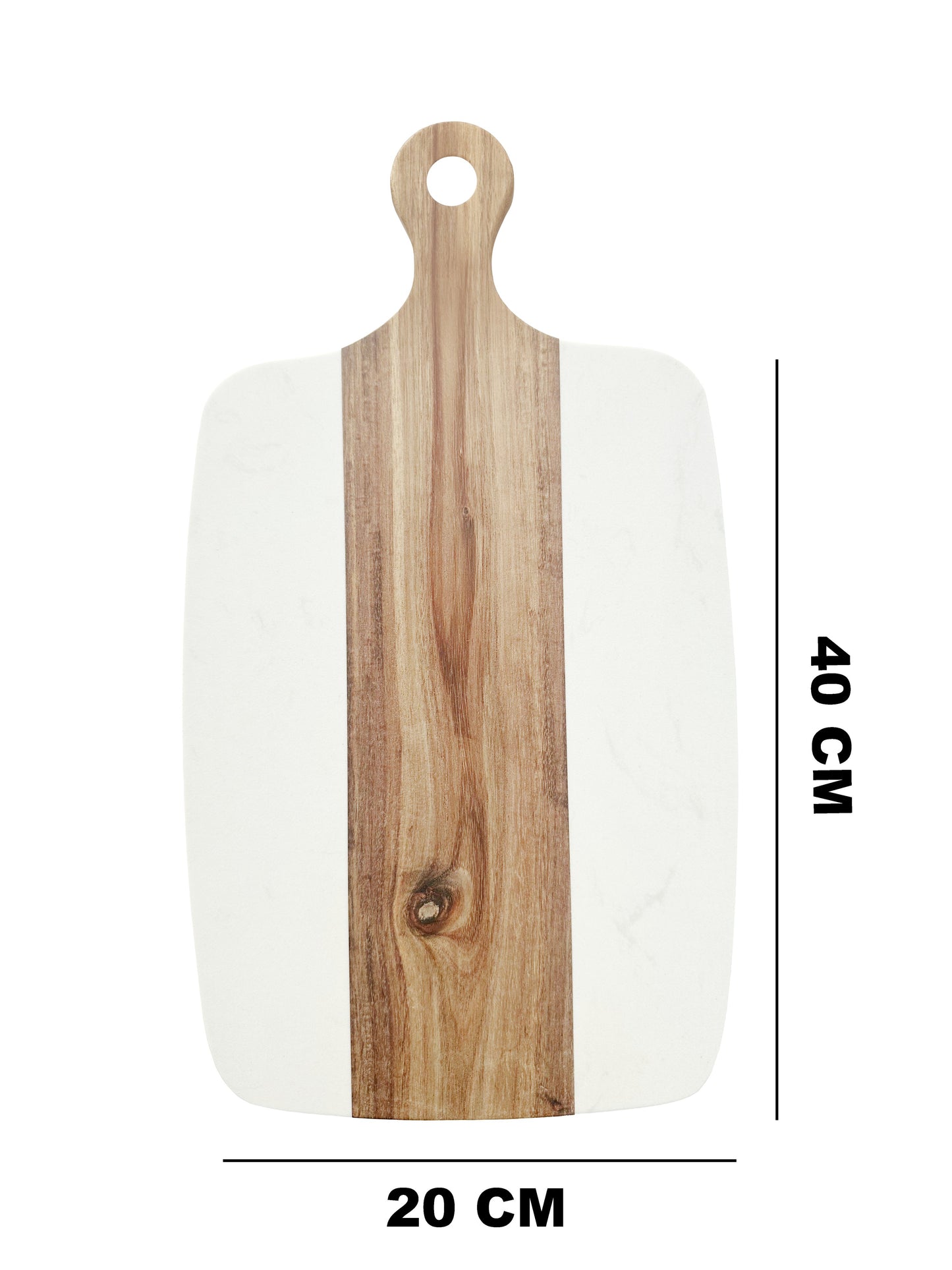 Tocator de bucatarie din marmura si lemn SanDonna alb - mare