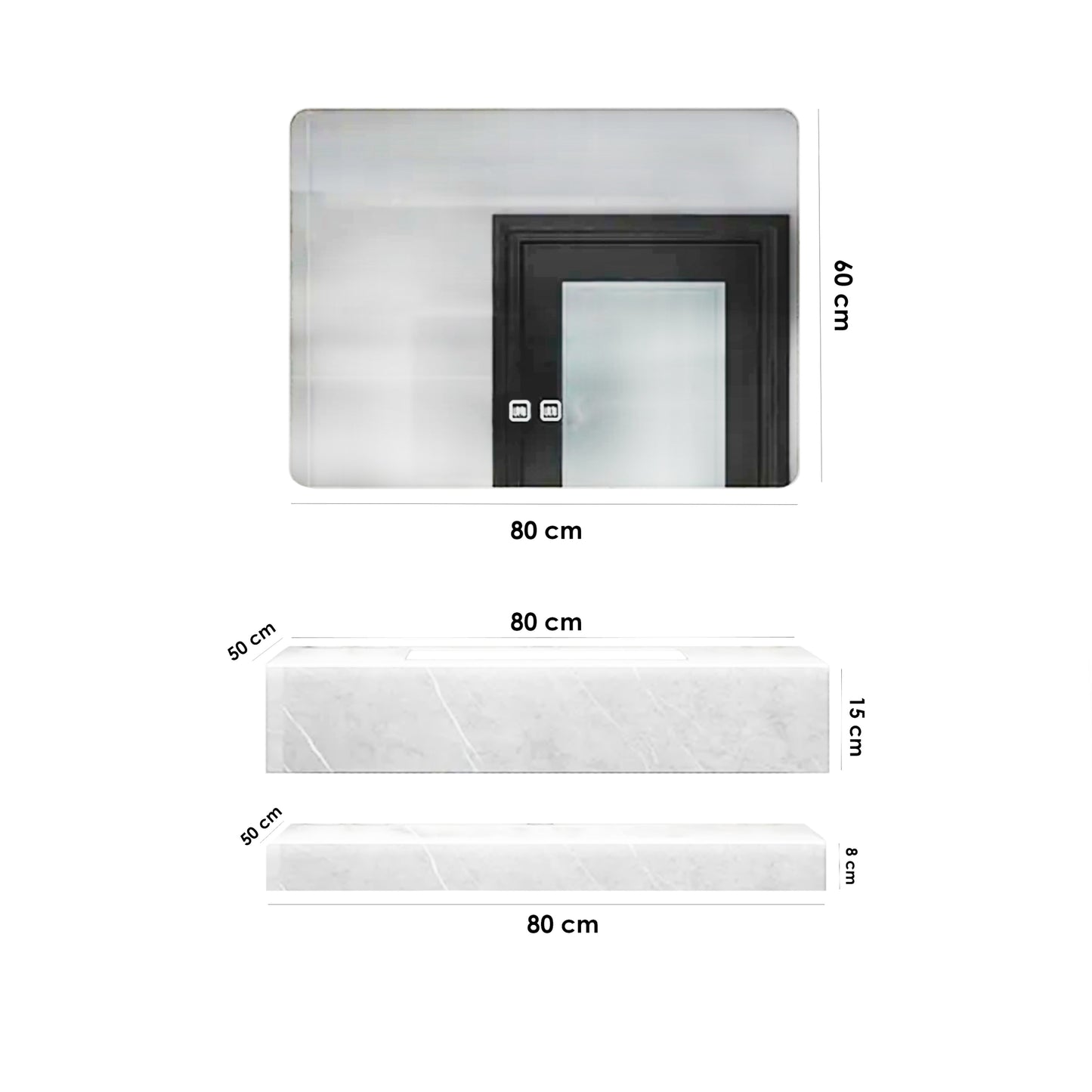 Set de baie LUMI alb - 80x50x15