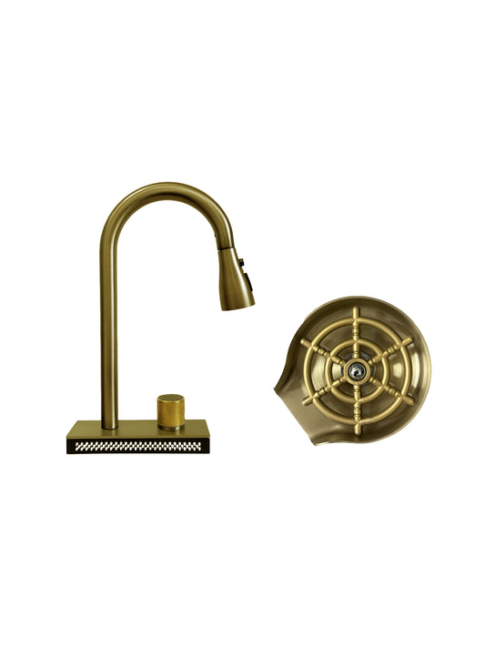 Set baterie SanDonna Aster + spalator de pahare - Auriu