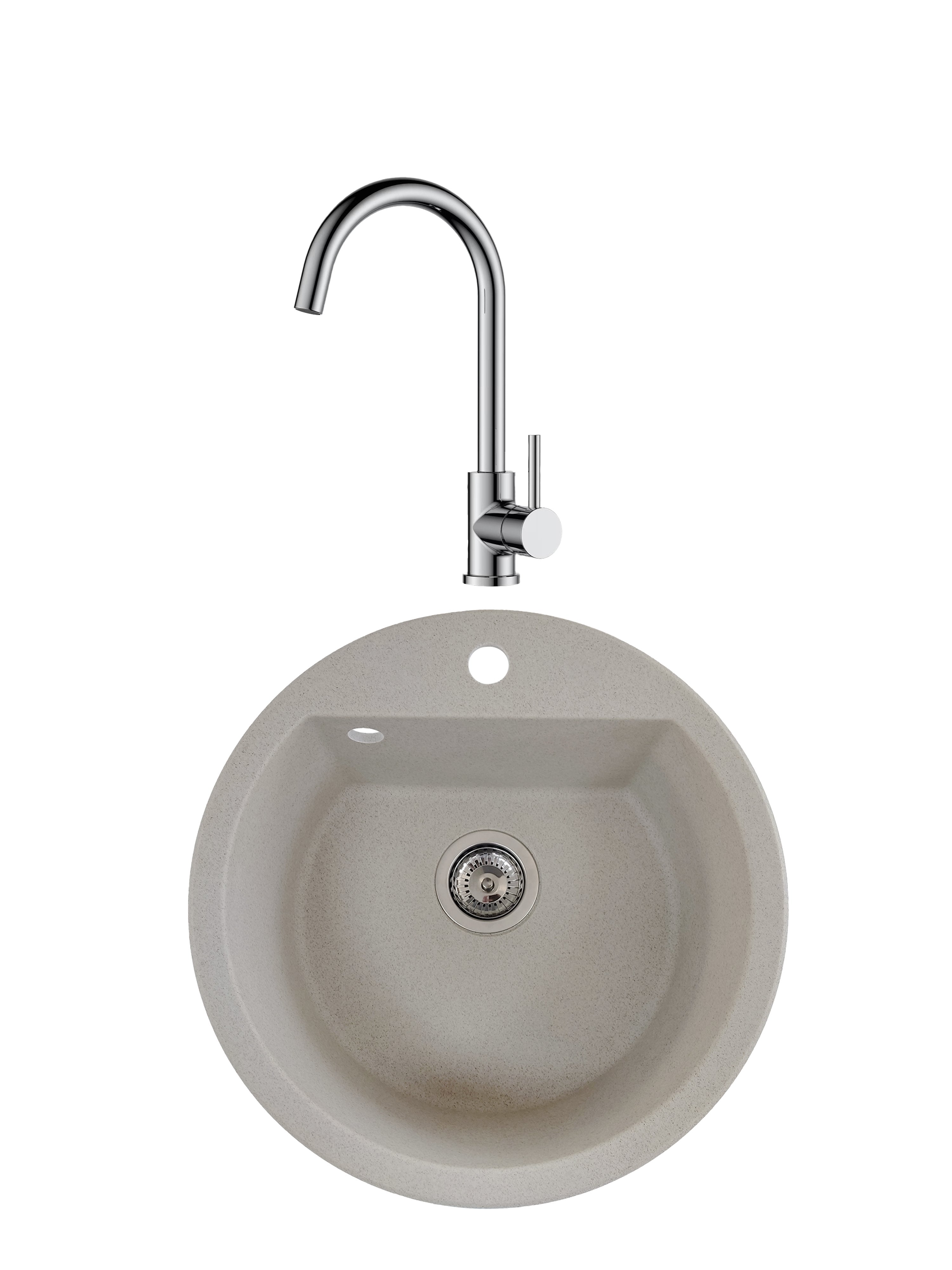 SET Chiuveta SanDonna Lena + Baterie Solo crom - Bej