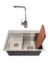 SET Chiuveta SanDonna HD6050 din inox handmade cu dozator de sapun si tavita de scurgere + Baterie SanDonna Nera pivotanta - Inox