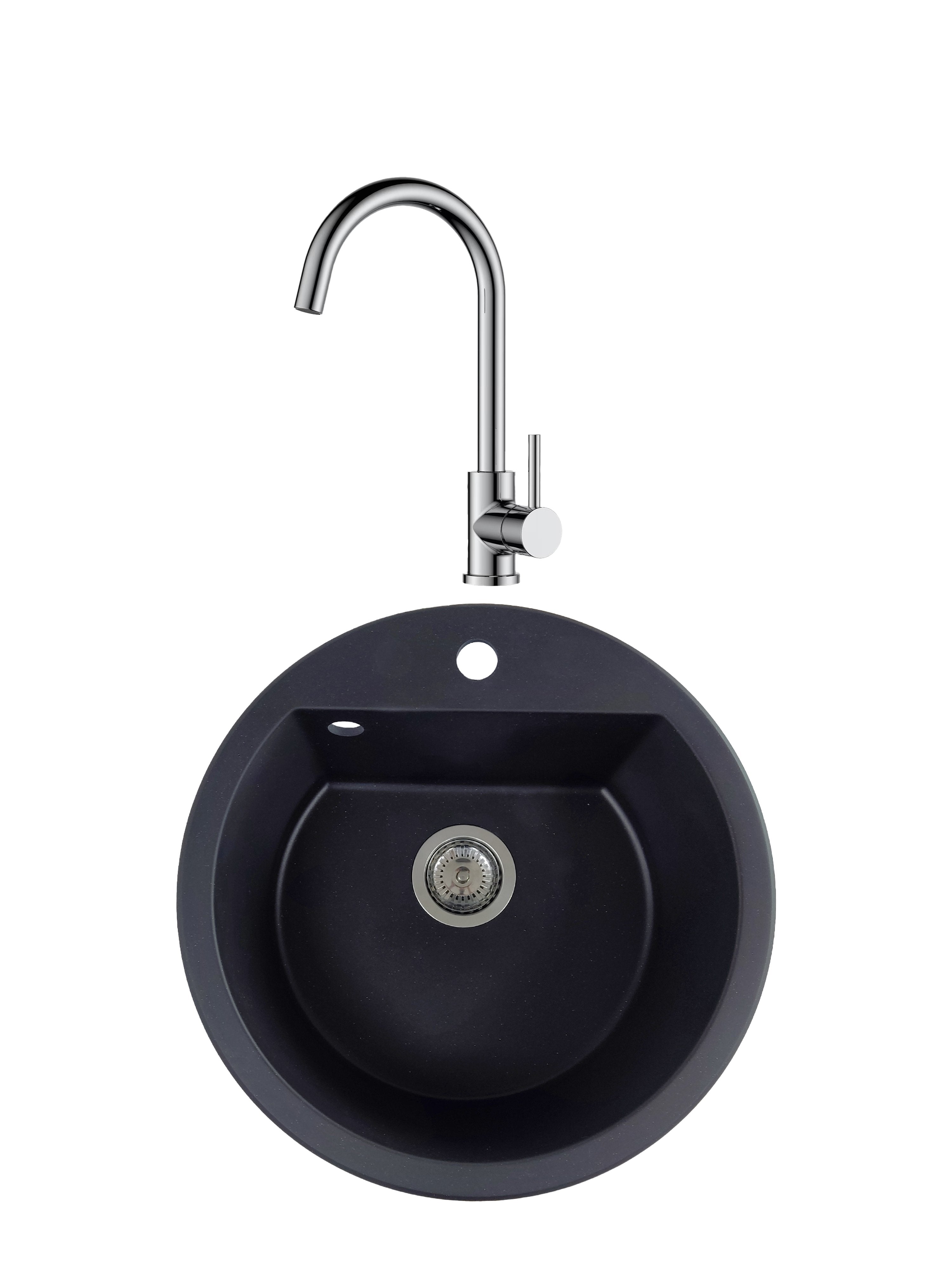 SET Chiuveta SanDonna Lena + Baterie Solo crom - Negru