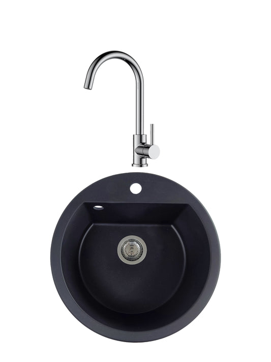 SET Chiuveta SanDonna Lena + Baterie Solo crom - Negru