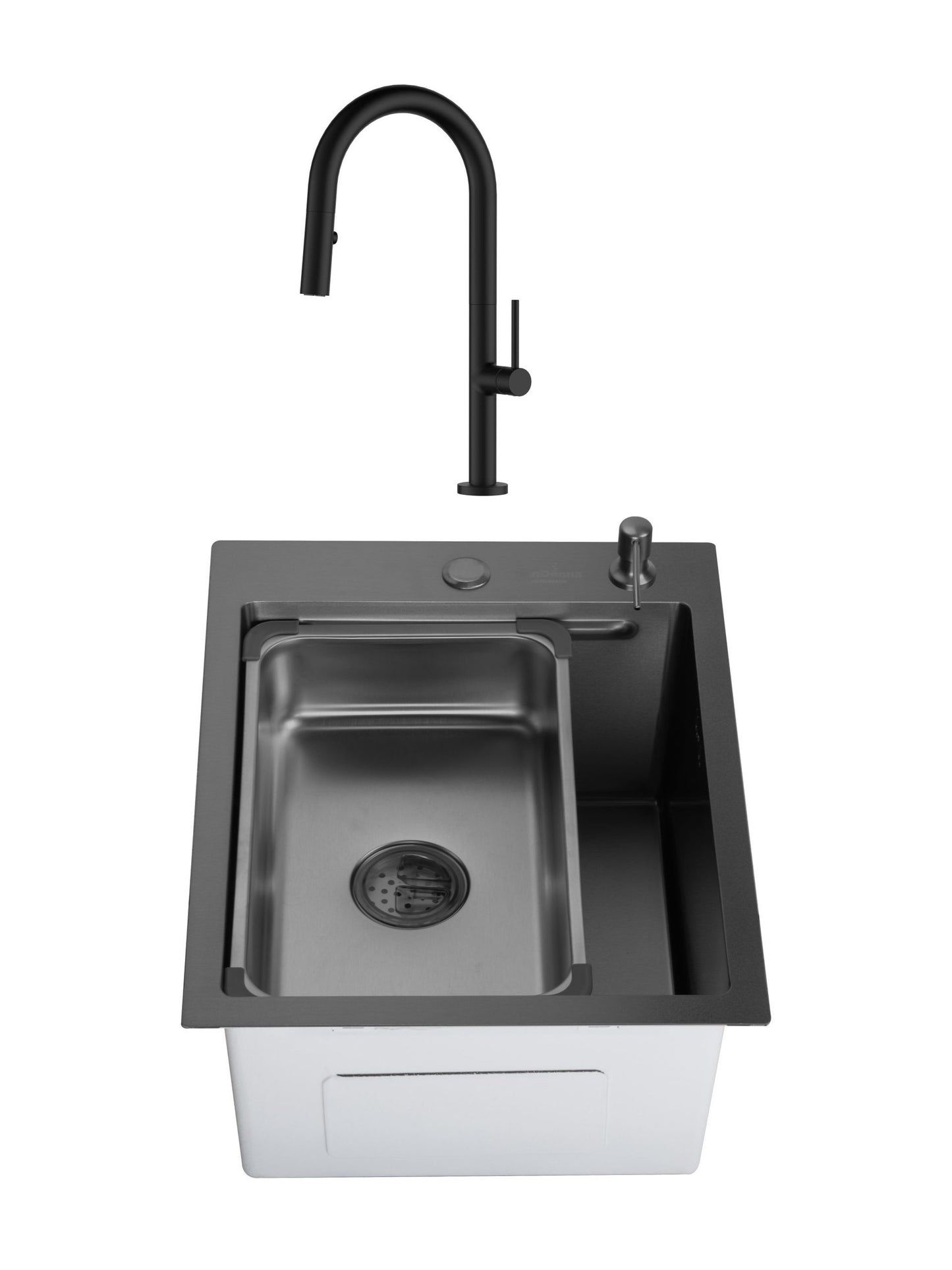 SET Chiuveta SanDonna HD4050 din inox cu tavita si dozator + Baterie SanDonna Charlotte cu dus retractabil