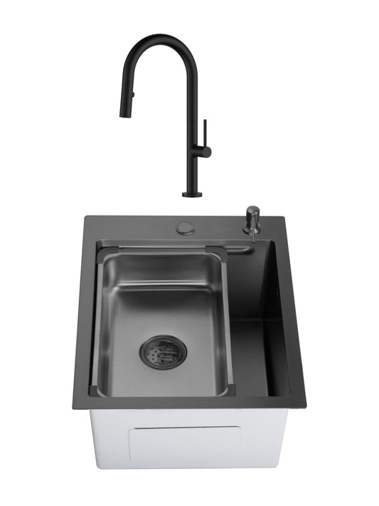 SET Chiuveta SanDonna HD4050 din inox cu tavita si dozator + Baterie SanDonna Charlotte cu dus retractabil