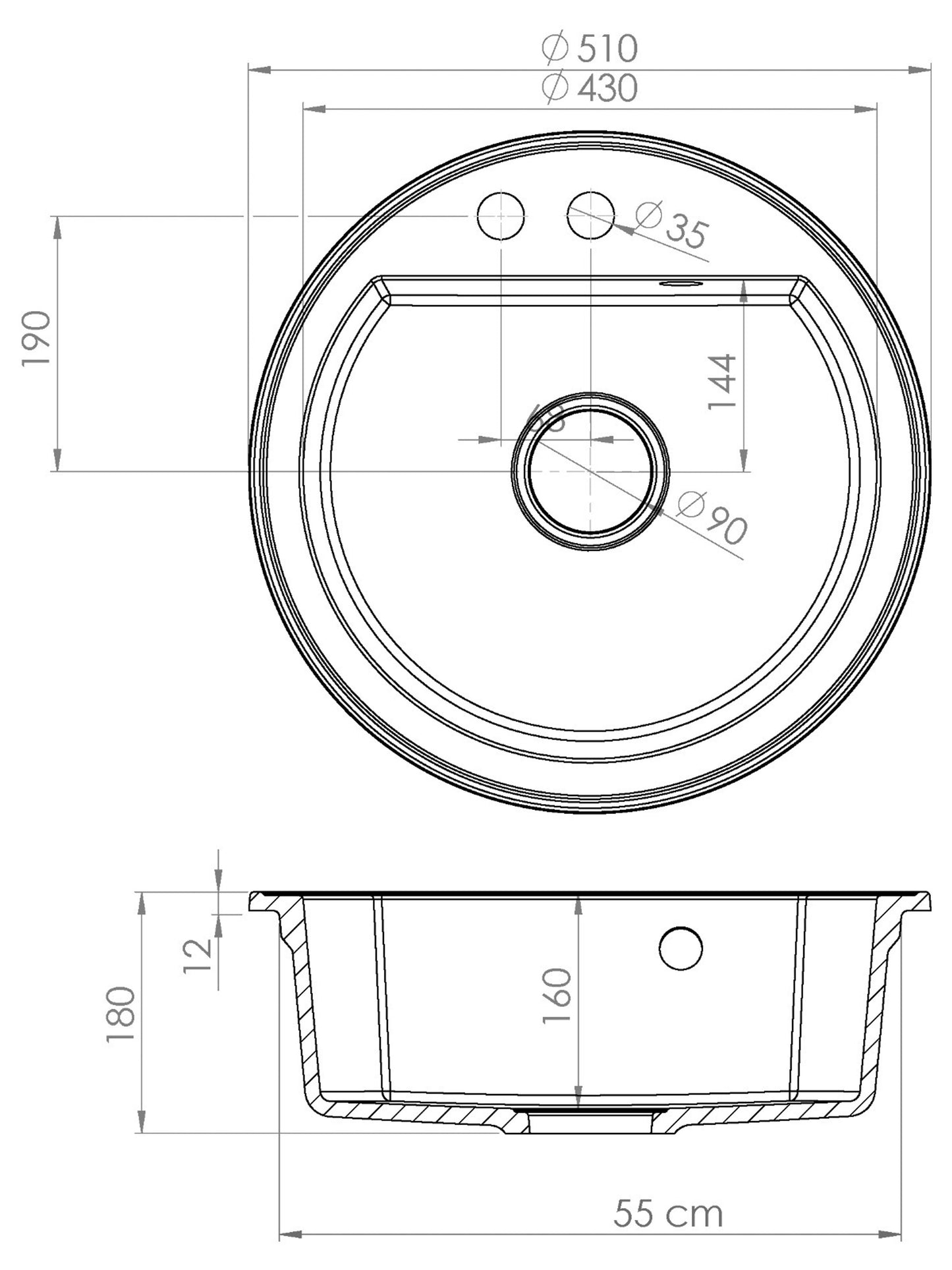 SET Chiuveta granit compozit SanDonna Bertha + Baterie Waltz Alfa negru