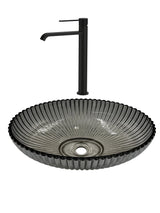 SET Lavoar de baie din sticla securizata Perla + Baterie Dorota negru