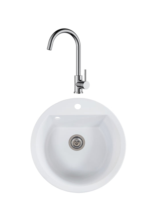 SET Chiuveta SanDonna Lena + Baterie Solo crom - Alb