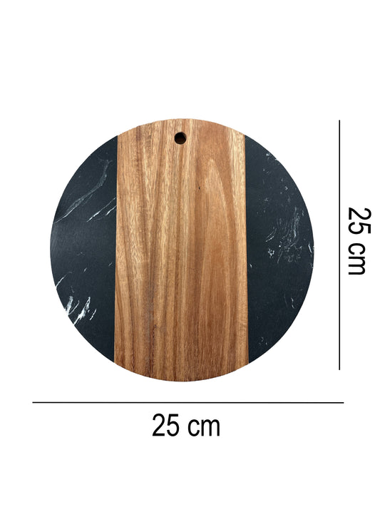 Tocator rotund de bucatarie din marmura si lemn SanDonna negru - mic