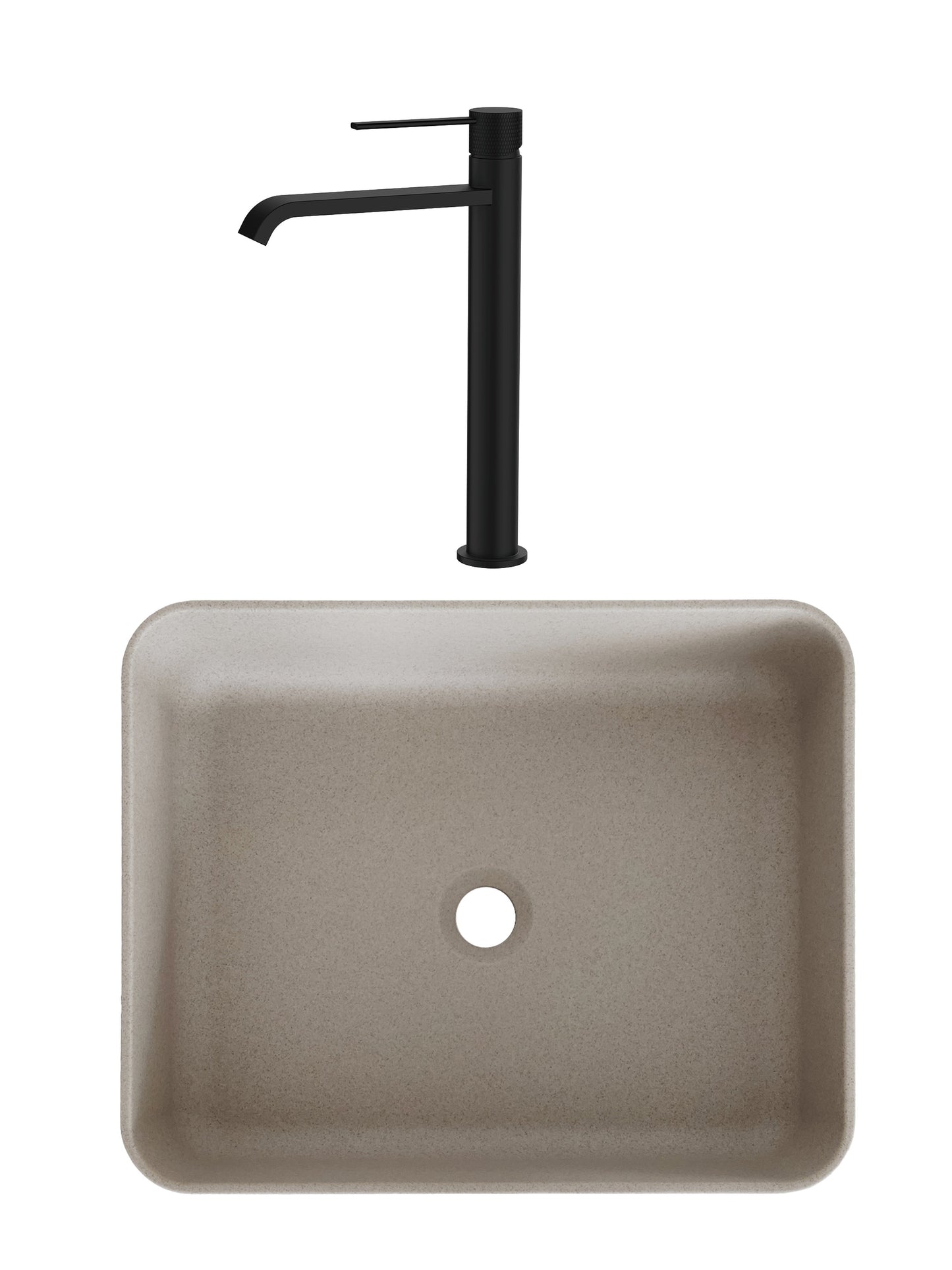 SET Lavoar de baie din granit compozit Niva + Baterie Dorota negru - Bej