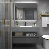 Set Baie NOVA Gri 60x50x15 cm, Oglinda LED, Lavoar Piatra Sinterizata