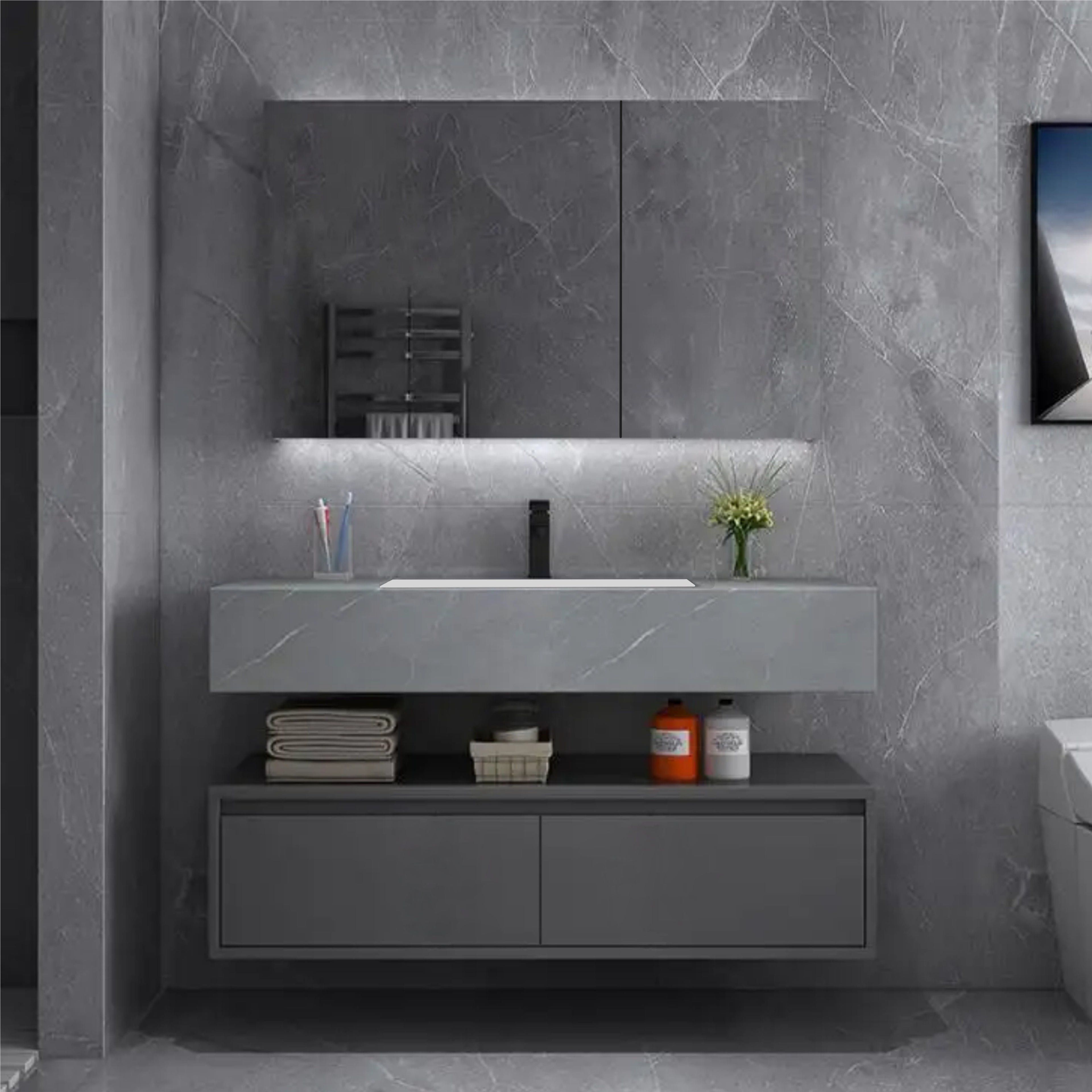 Set de baie NOVA gri - 100x50x15