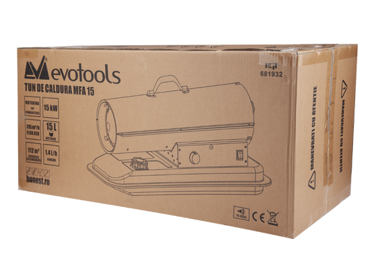 Tun caldura motorina EVOTOOLS MFA-15, 15kW, rezervor 15L, aprindere electrica, 315 m³/h, 230V