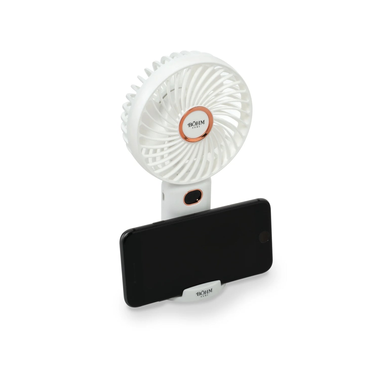 Ventilator portabil USB BOHM HOME BSF-F11, 4.5W, acumulator 1200mAh, 5 viteze, suport birou, alb