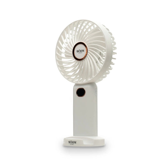 Ventilator portabil USB BOHM HOME BSF-F11, 4.5W, acumulator 1200mAh, 5 viteze, suport birou, alb