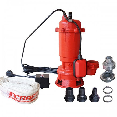 Pompa submersibila apa murdara 2kW Incraft P-WQD-20P cu cutit tocator furtun 20m