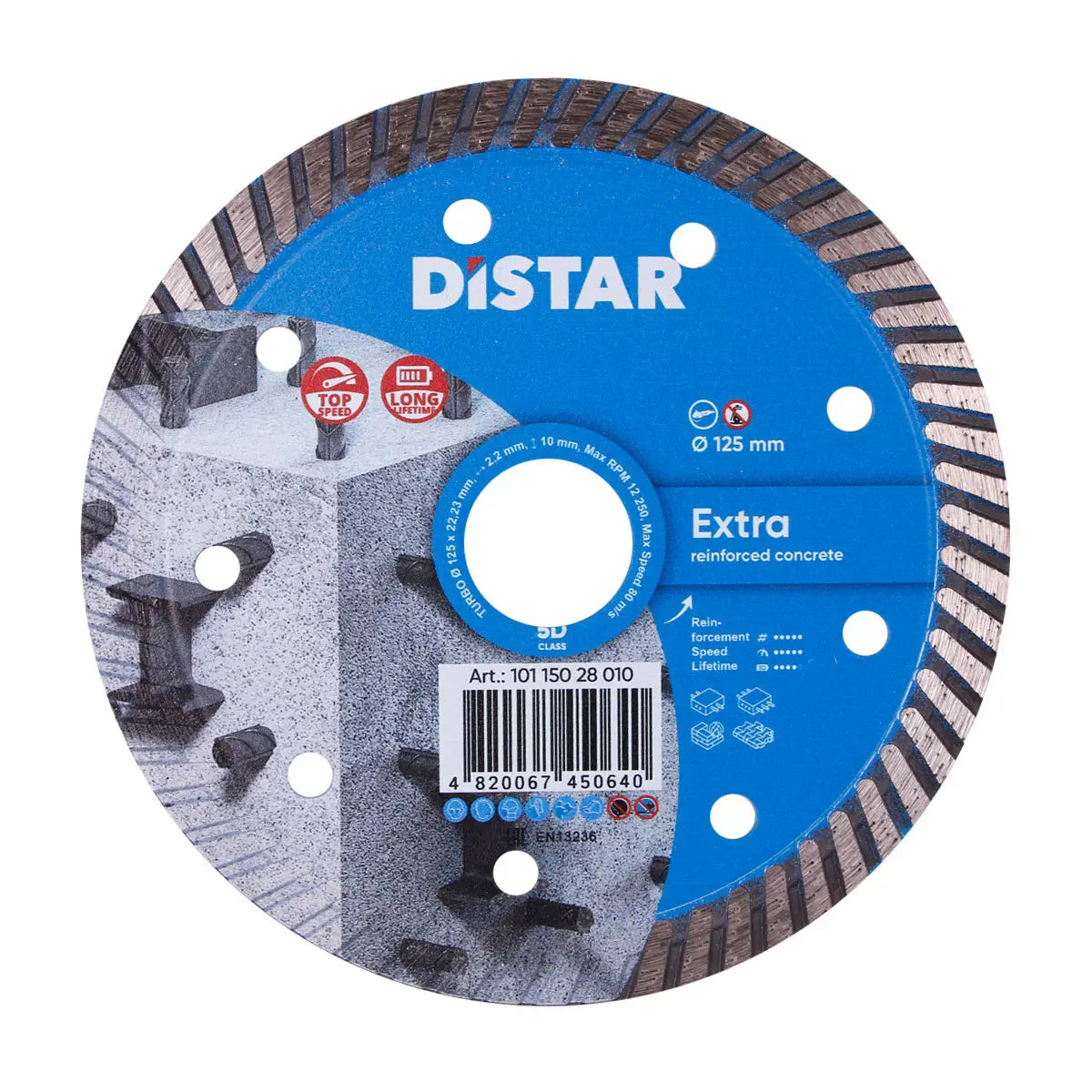 Disc diamantat turbo pentru beton 125x2,2x10x22,23 mm DISTAR ef-6951