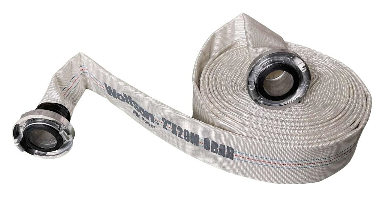 Furtun PROFESIONAL PVC panzat tip pompieri WOLFSON FPC-20, 2 inch (50 mm), 20 m, cu mufe cuplare
