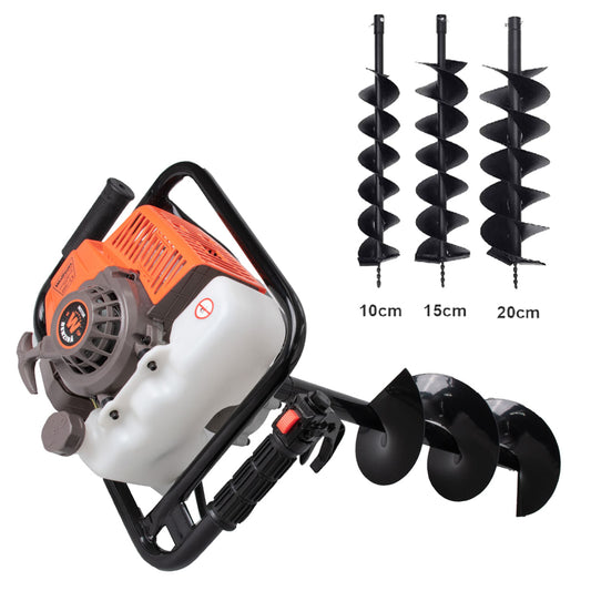 Motoburghiu foreza pamant Wolfson STB-630, 3CP, 63cc, motor 2 timpi, 3 burghie incluse 100mm 150mm 200mm