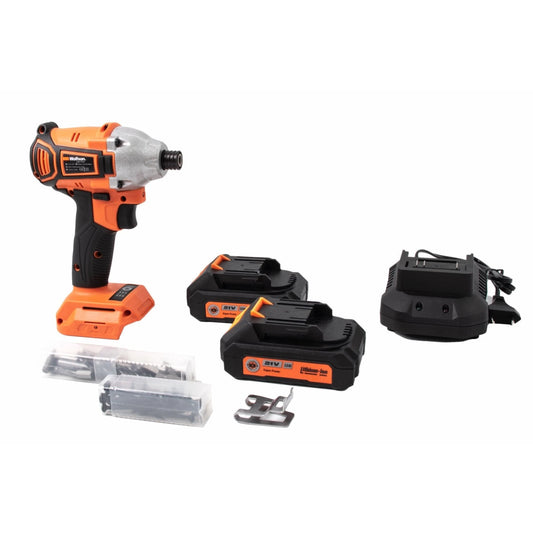 Masina de insurubat cu impact Wolfson 21V 2Ah, 2 acumulatori, Brushless, 180Nm, Hex 1/4