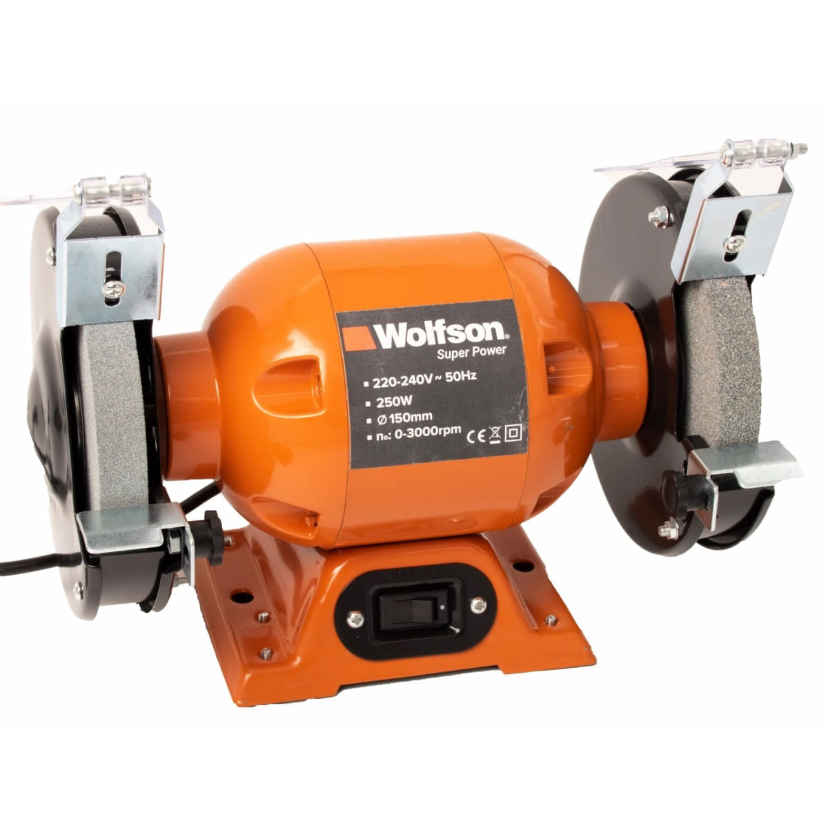 Polizor de banc profesional Wolfson 250W, 150 mm, 3000 rpm, bobinaj cupru