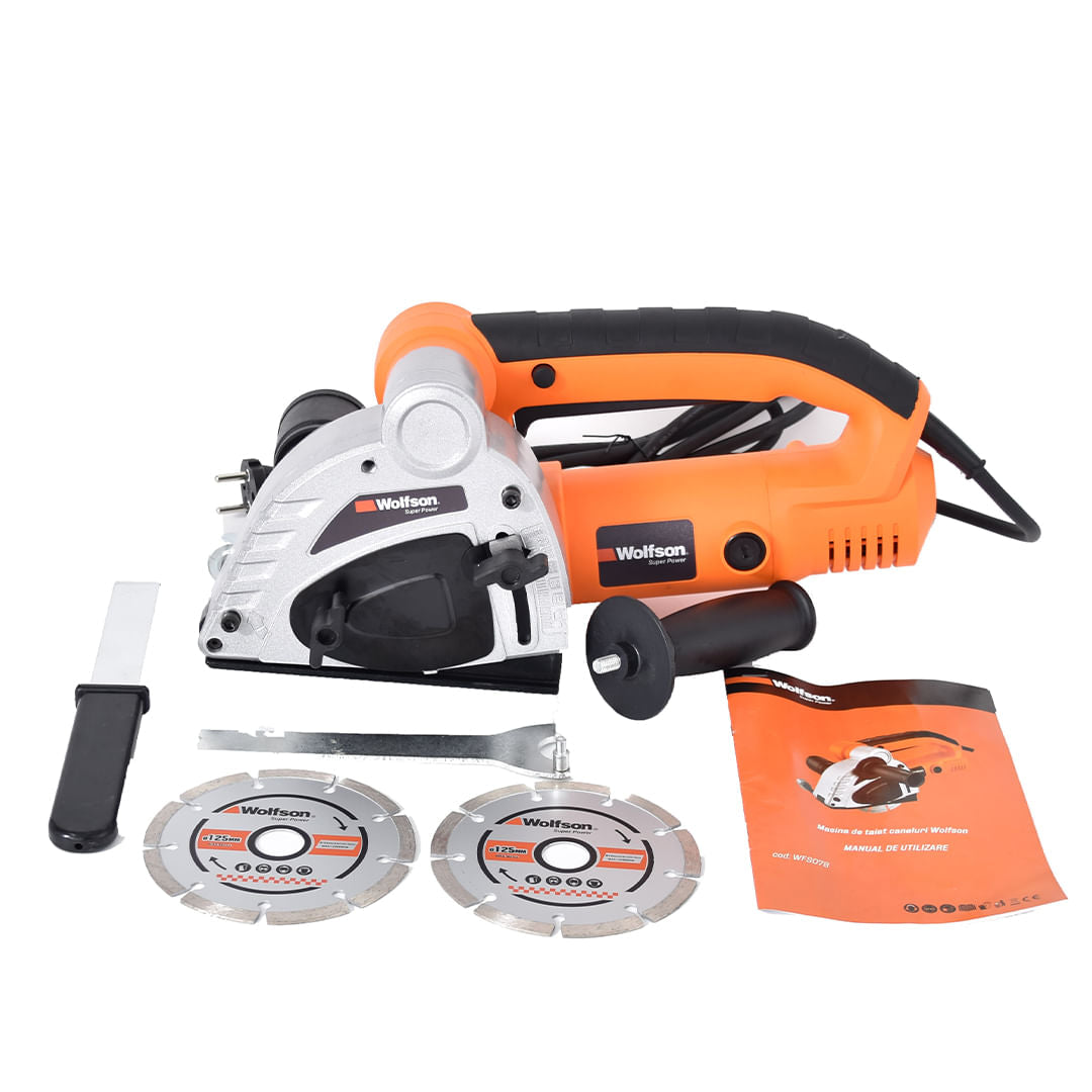 Masina profesionala de taiat caneluri Wolfson 1500W, disc 125 mm, adancime reglabila