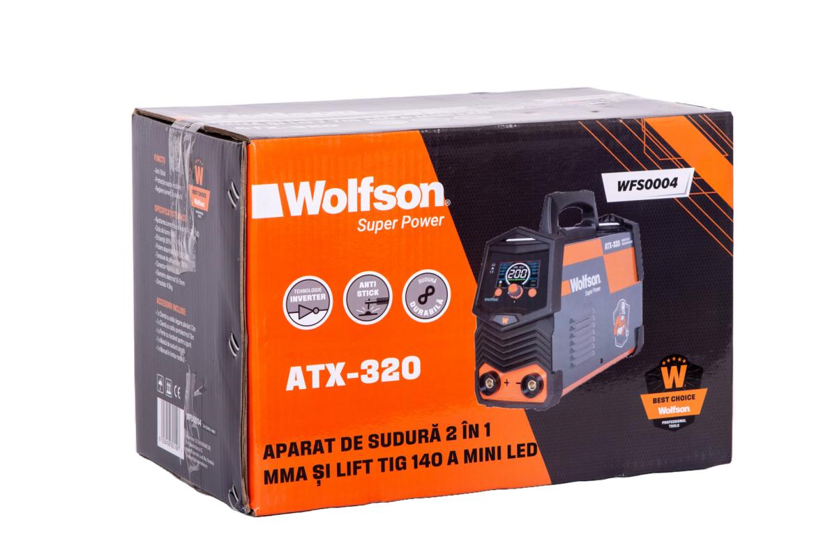 Aparat de sudura WOLFSON ATX-320 2 in 1 MMA + LIFT TIG, 140A, Inverter IGBT, VRD