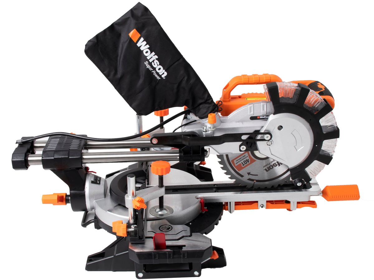 Fierastrau circular stationar Wolfson 2000W, 210mm, cu sanie de glisare, 4800rpm