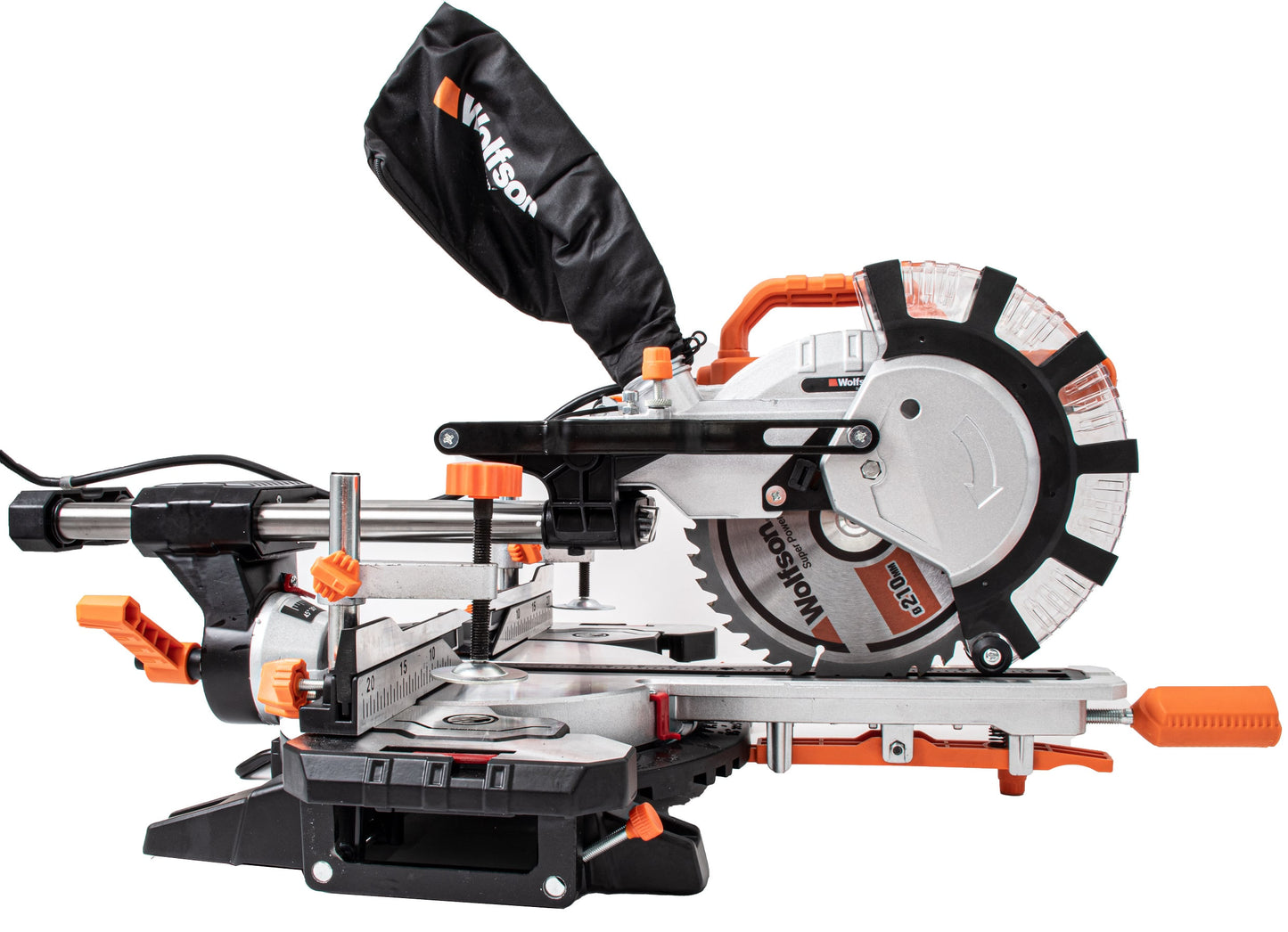 Fierastrau circular stationar Wolfson 2000W, 210mm, cu sanie de glisare, 4800rpm