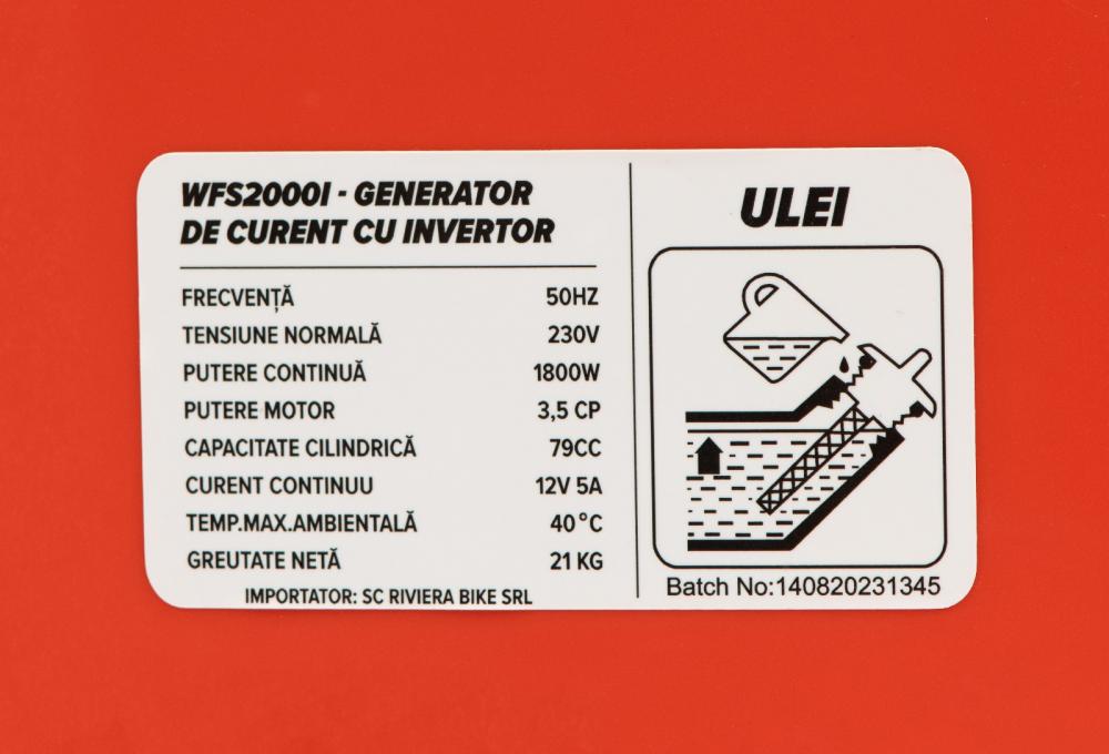 Generator curent cu invertor PROFESIONAL Wolfson, 2000W, 3.5CP