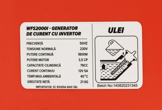 Generator curent cu invertor Wolfson, 2000W, 3.5CP