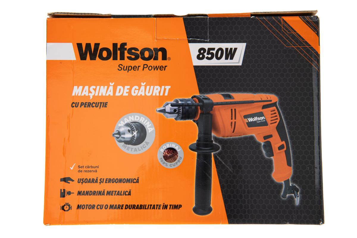 Masina de gaurit cu percutie Wolfson 850W, mandrina metalica 13mm, 3000rpm