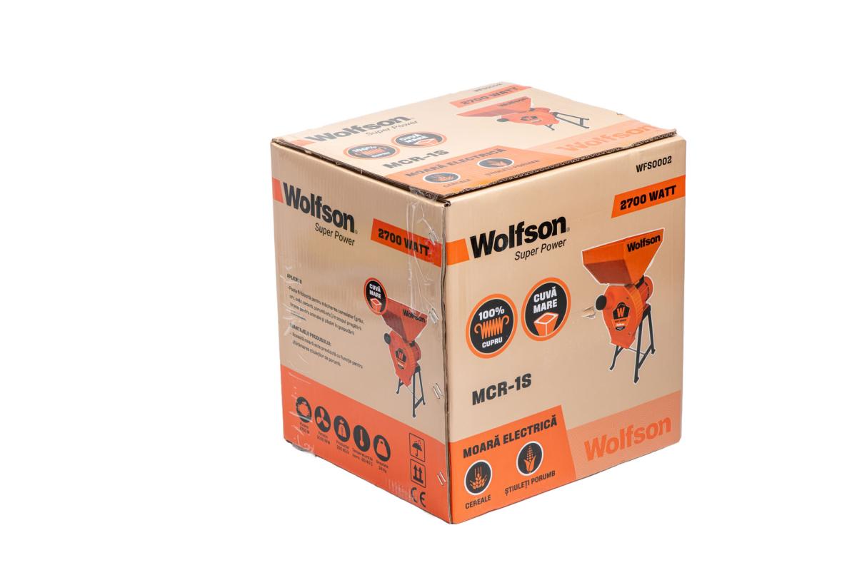 Moara PROFESIONALA WOLFSON MCR-1S, cereale si stiuleți porumb, 2700W, 200 kg/h, cu suport metalic