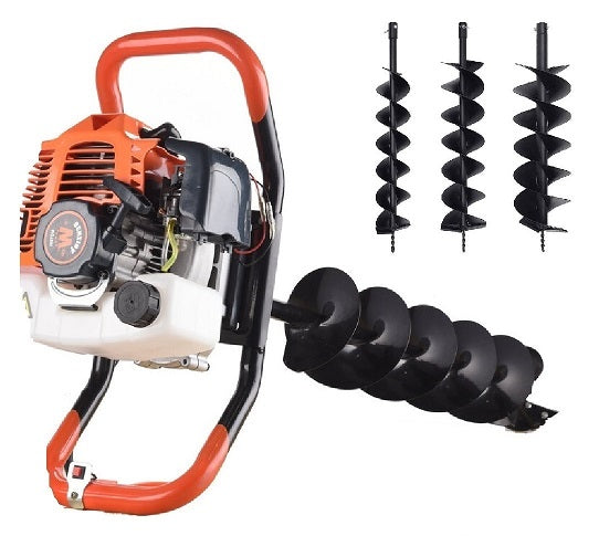Motoburghiu foreza pamant WOLFSON STB-520, 1470W, motor 2 timpi, 52cc, 3 burghie incluse 100mm 150mm 200mm