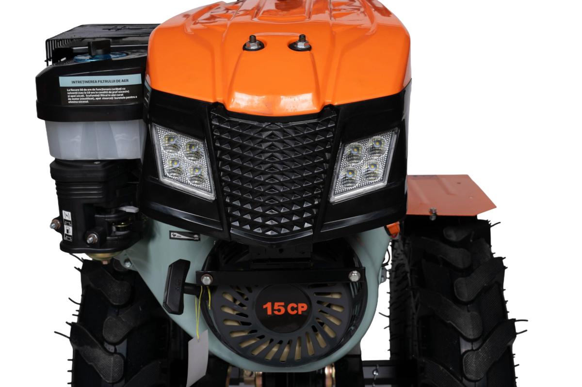 Motocultor benzina Wolfson Imperio 15CP, latime lucru 70–140cm, 40 cutite, roti transport 6.50x12, priza putere, far