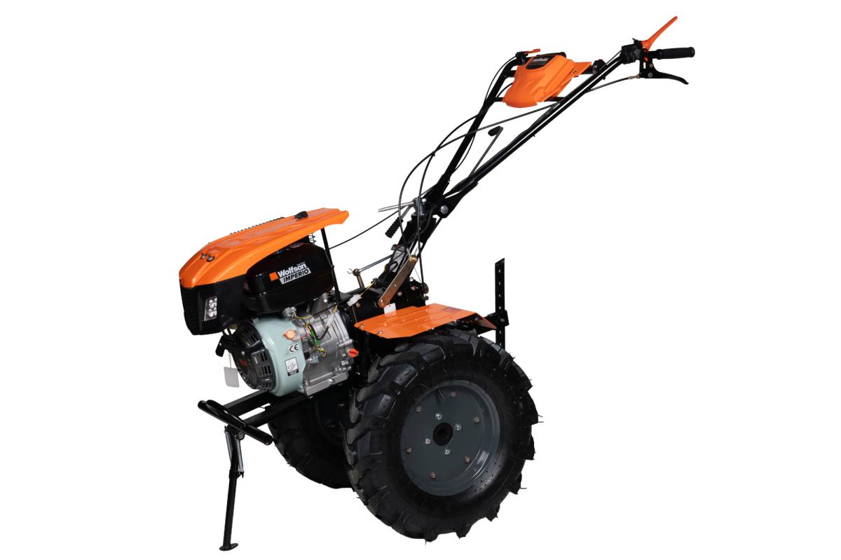 Motocultor benzina Wolfson Imperio 15CP, latime lucru 70–140cm, 40 cutite, roti transport 6.50x12, priza putere, far