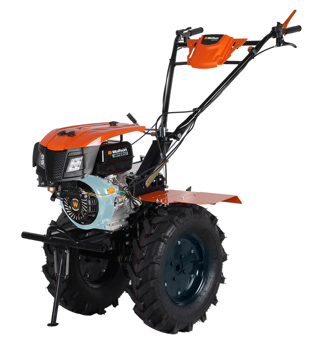 Motocultor benzina Wolfson Imperio 15CP, latime lucru 70–140cm, 40 cutite, roti transport 6.50x12, priza putere, far