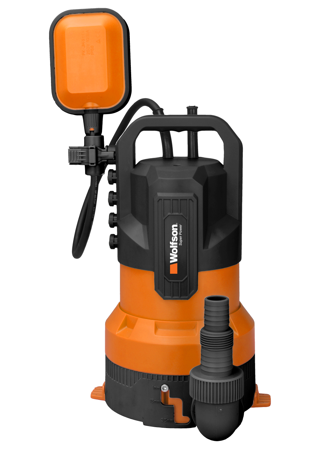Pompa submersibila PROFESIONALA pentru apa murdara WOLFSON 3 in 1 din plastic, 850W, 20000 l/h, 1" – 1-1/2"