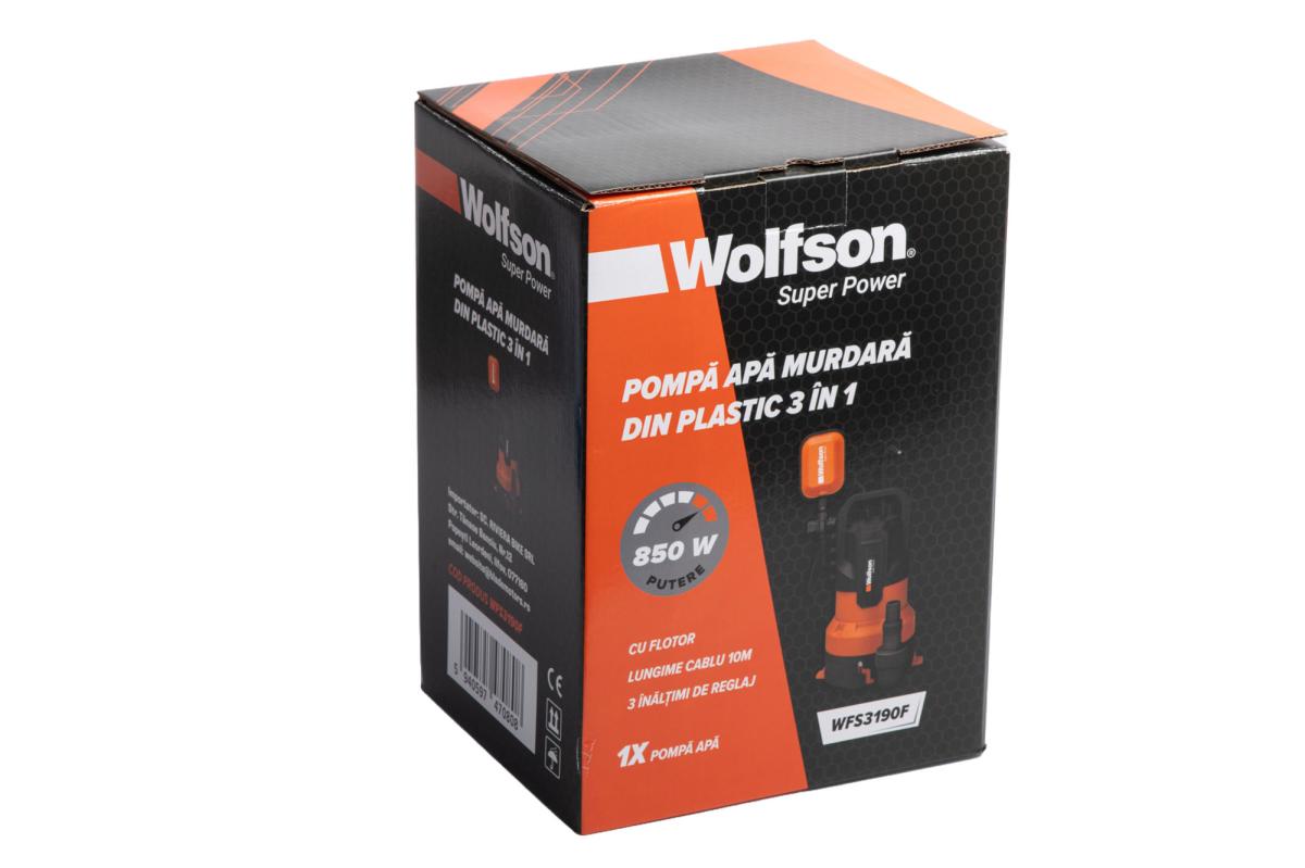 Pompa submersibila PROFESIONALA pentru apa murdara WOLFSON 3 in 1 din plastic, 850W, 20000 l/h, 1" – 1-1/2"